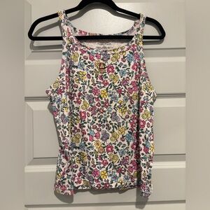 Teddy Fresh Tank Top Grandmas Multicolor Floral Flower Pattern Bear Patch Cotton